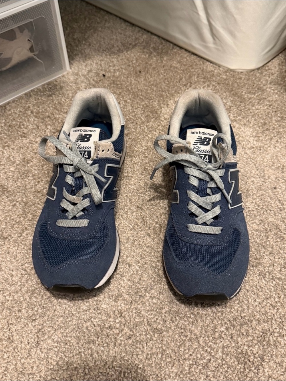 New Balance Navy and Light Gray 574 Retro Sneakers